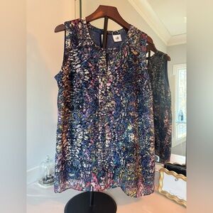 CAbi  Stained Gem Multicolor Patterned Blouse US L